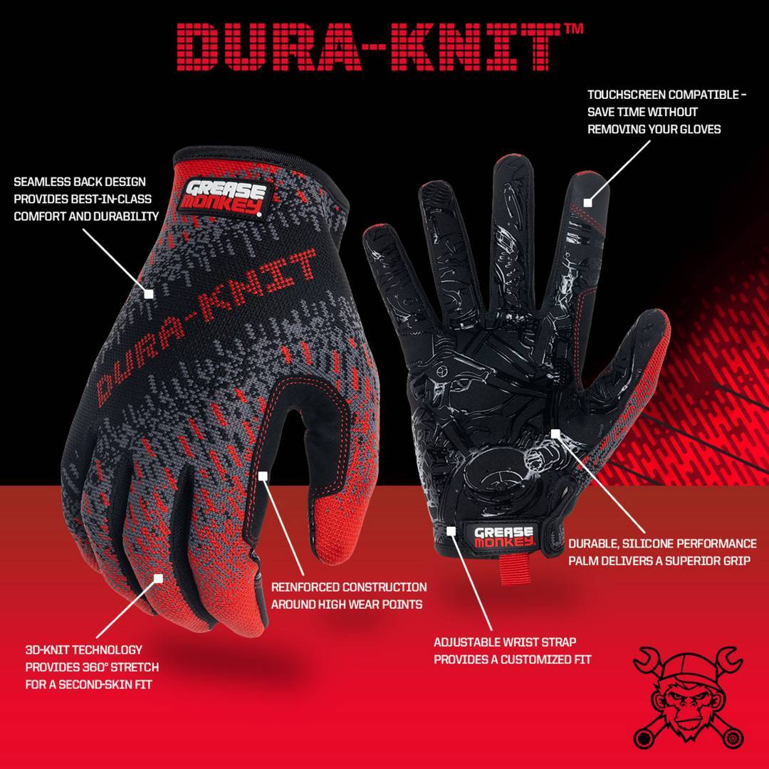 Dura-Knit: Advanced 3D Knit Technology - Grease Monkey Gloves